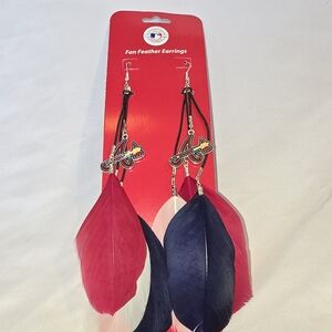 Fan Feather Earrings - Red and Blue Atlanta Braves